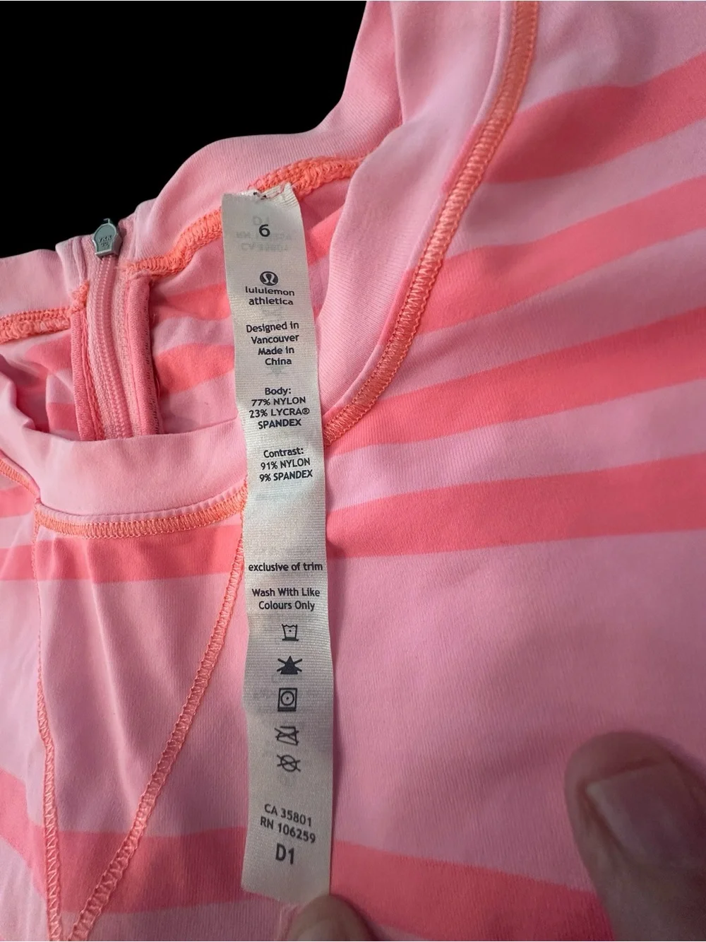 Lululemon Run Warm Up Crew Ocean Stripe Bleached Coral Pop Orange Sz 6